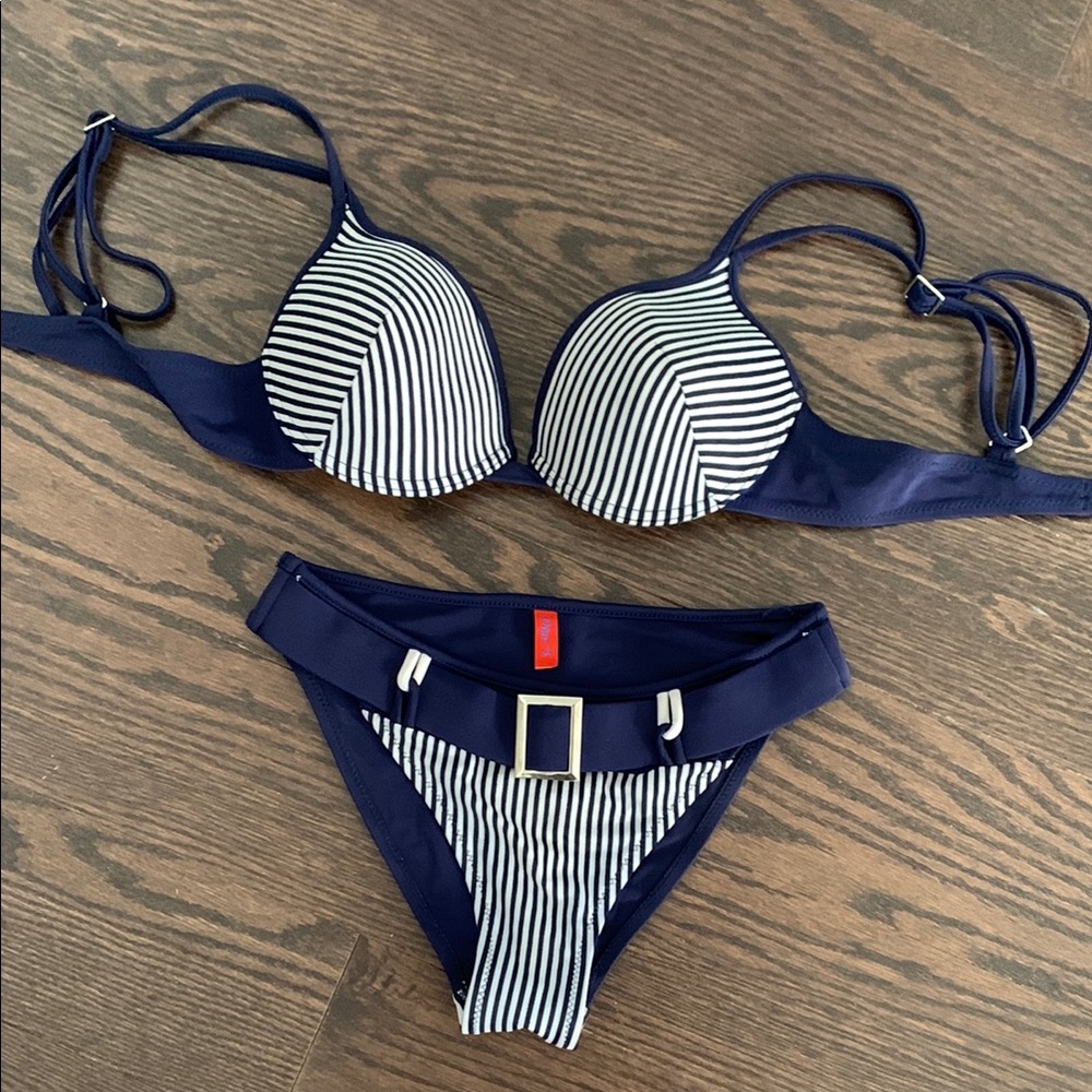 Olga Blue and White Bikini Swimwear